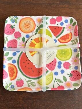C & C California Set Of 4 Appetizer Dessert Plates New Summer Fruits 5 3/4”